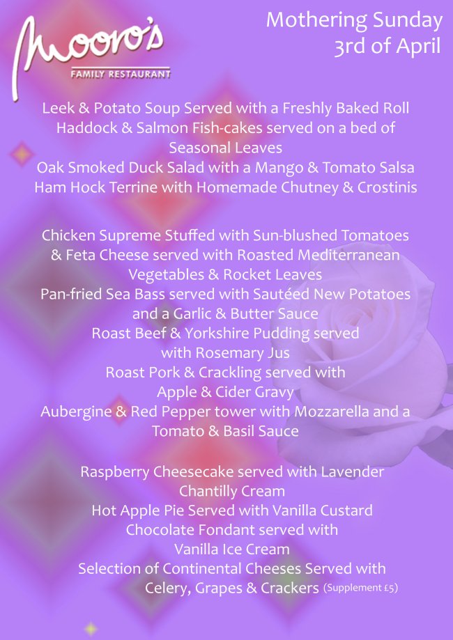 when is mothers day 2011 uk. Mothers Day Menu